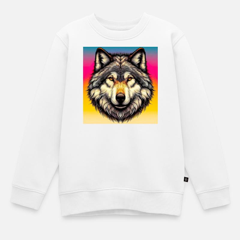 Loup - Sweat Premium enfant bio - blanc