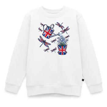 Art du jardin britannique : Cruche et fleurs - Sweat Premium enfant bio - blanc - Devant - AI Model Kid Male (0cm)