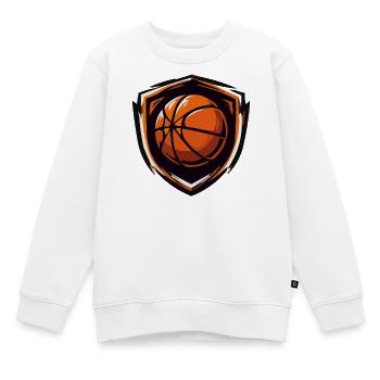 Basketball Shield Emblem Orange - Kinder Premium Organic Sweatshirt - Weiß - Vorne - AI Model Kid Male (0cm)