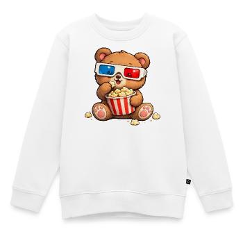 Un joli ours au cinéma avec des lunettes 3D - Sweat Premium enfant bio - blanc - Devant - AI Model Kid Male (0cm)