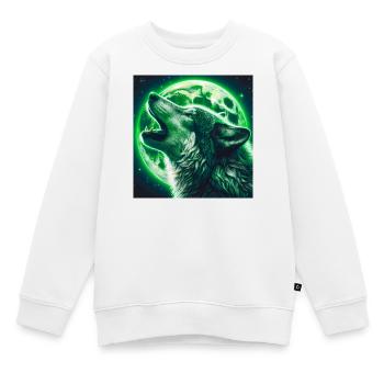 Wolf heult zum Vollmond - Kinder Premium Organic Sweatshirt - Weiß - Vorne - AI Model Kid Male (0cm)