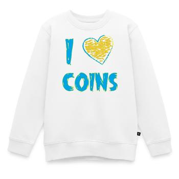 Collectionneur de pièces de monnaie - Sweat Premium enfant bio - blanc - Devant - AI Model Kid Male (0cm)