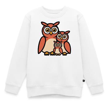 Famille de hiboux - Sweat Premium enfant bio - blanc - Devant - AI Model Kid Male (0cm)