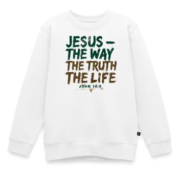 Jésus La Voie La Vérité La Vie - Sweat Premium enfant bio - blanc - Devant - AI Model Kid Male (0cm)