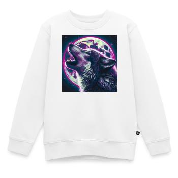 Wolf heult zum Vollmond - Kinder Premium Organic Sweatshirt - Weiß - Vorne - AI Model Kid Male (0cm)