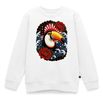Tukan im japanischen Irezumi Tattoo Stil - Kinder Premium Organic Sweatshirt - Weiß - Vorne - AI Model Kid Male (0cm)
