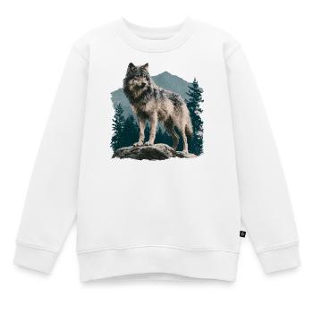 Wolf - Kinder Premium Organic Sweatshirt - Weiß - Vorne - AI Model Kid Male (0cm)