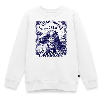 Chemise vintage de conducteur de locomotive à vapeur pour enfant - Sweat Premium enfant bio - blanc - Devant - AI Model Kid Male (0cm)