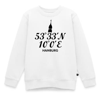 Hamburg Koordinaten Hamburger Michel - Kinder Premium Organic Sweatshirt - Weiß - Vorne - AI Model Kid Male (0cm)