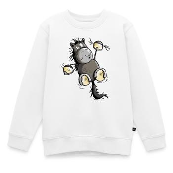 Cheval Noir - Sweat Premium enfant bio - blanc - Devant - AI Model Kid Male (0cm)