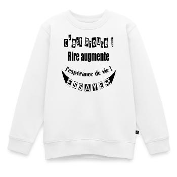 rire - Sweat Premium enfant bio - blanc - Devant - AI Model Kid Male (0cm)
