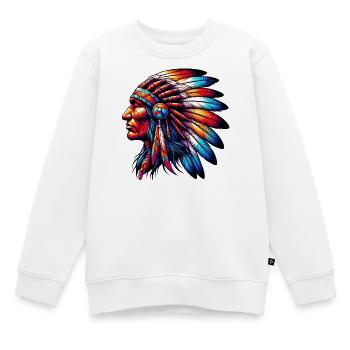Amerikanischer Indianer Amerikaner - Kinder Premium Organic Sweatshirt - Weiß - Vorne - AI Model Kid Male (0cm)