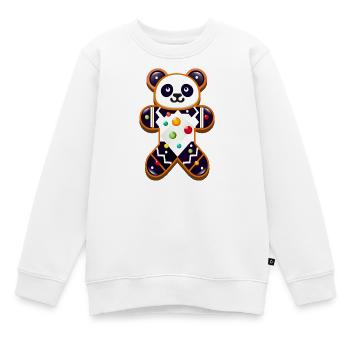 Panda en pain d’épice – Panda festif pour Noël - Sweat Premium enfant bio - blanc - Devant - AI Model Kid Male (0cm)