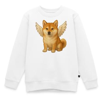 Süßer Shiba Inu Engel Cartoon Zufrieden Hunde - Kinder Premium Organic Sweatshirt - Weiß - Vorne - AI Model Kid Male (0cm)
