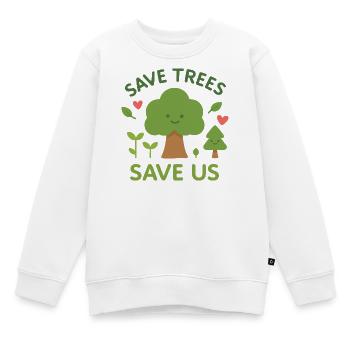 Save trees Save us - Sweat Premium enfant bio - blanc - Devant - AI Model Kid Male (0cm)