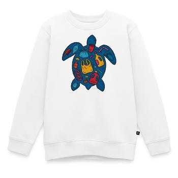 Tortue écologique avec Waste Art - Sweat Premium enfant bio - blanc - Devant - AI Model Kid Male (0cm)