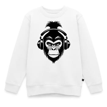 Entspannter Affe Wireless Kopfhörer Café Shirt - Kinder Premium Organic Sweatshirt - Weiß - Vorne - AI Model Kid Male (0cm)