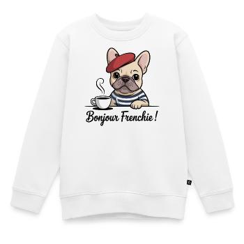 Bonjour Frenchie Französische Bulldogge - Kinder Premium Organic Sweatshirt - Weiß - Vorne - AI Model Kid Male (0cm)