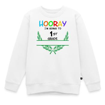 Hourra, je vais en CP - espace de noms** - Sweat Premium enfant bio - blanc - Devant - AI Model Kid Male (0cm)