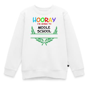 Hurra, ich gehe auf die Mittelschule – Namensraum** - Kinder Premium Organic Sweatshirt - Weiß - Vorne - AI Model Kid Male (0cm)