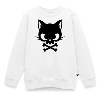 Katzen-Schädel mit Knochen | Gothic Cute Icon - Kinder Premium Organic Sweatshirt - Weiß - Vorne - AI Model Kid Male (0cm)