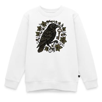 Rabe mit Schlüssel im Efeu - Kinder Premium Organic Sweatshirt - Weiß - Vorne - AI Model Kid Male (0cm)
