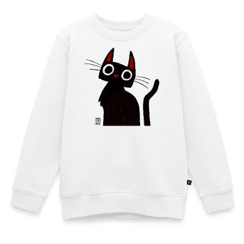 Silhouette du chat nocturne aux oreilles rouges - Sweat Premium enfant bio - blanc - Devant - AI Model Kid Male (0cm)