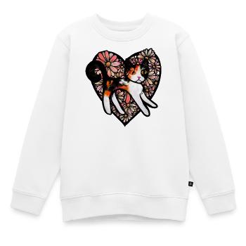 Calico-Katze im Blumenherz - Kinder Premium Organic Sweatshirt - Weiß - Vorne - AI Model Kid Male (0cm)