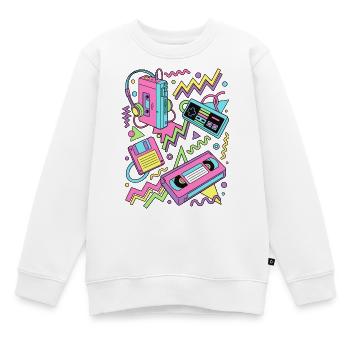 80er 90er Retro Technik Nostalgie Gamer - Kinder Premium Organic Sweatshirt - Weiß - Vorne - AI Model Kid Male (0cm)