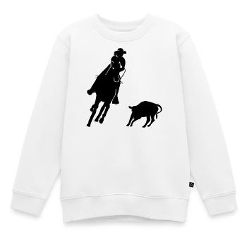 Pferdesport Westernreiten - Cutting - Kinder Premium Organic Sweatshirt - Weiß - Vorne - AI Model Kid Male (0cm)