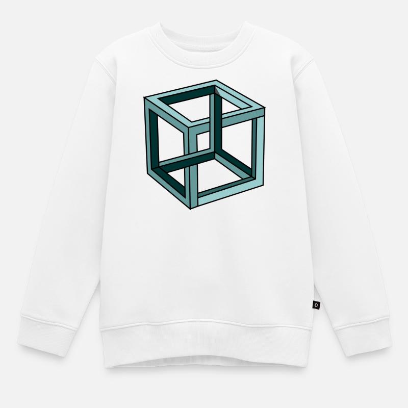 Escher Impossible Cube - Kids Premium Organic Sweatshirt - white