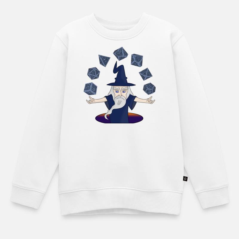 Ein Zauberer mit schwebenden Würfeln - Kinder Premium Organic Sweatshirt - Weiß