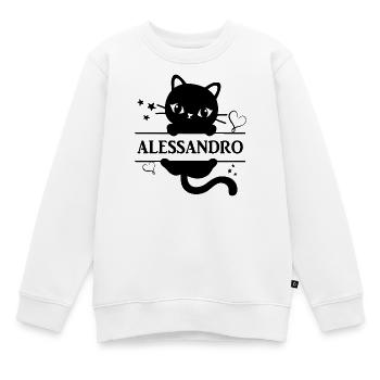 t-shirt Alessandro t shirt cat gift idea cat cat - Kids Premium Organic Sweatshirt - white - Front - AI Model Kid Male (0cm)