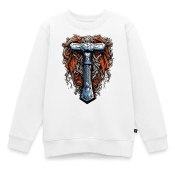 Le marteau de Thor - Sweat Premium enfant bio - blanc - Devant - AI Model Kid Male (0cm)