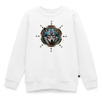 Fantastischer Steampunk-Wolf. - Kinder Premium Organic Sweatshirt - Weiß - Vorne - AI Model Kid Male (0cm)
