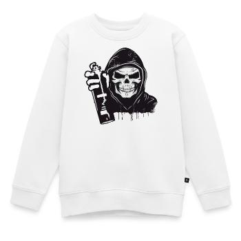 Schädel,Skull,Totenkopf mit Hoodie und Spraydose - Kinder Premium Organic Sweatshirt - Weiß - Vorne - AI Model Kid Male (0cm)