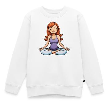 Yoga Mädchen Lotus Position - Kinder Premium Organic Sweatshirt - Weiß - Vorne - AI Model Kid Male (0cm)