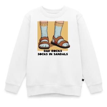 Papa rockt Socken in Sandalen - Kinder Premium Organic Sweatshirt - Weiß - Vorne - AI Model Kid Male (0cm)