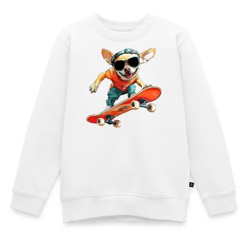 Chihuahua patineur - Sweat Premium enfant bio - blanc - Devant - AI Model Kid Male (0cm)