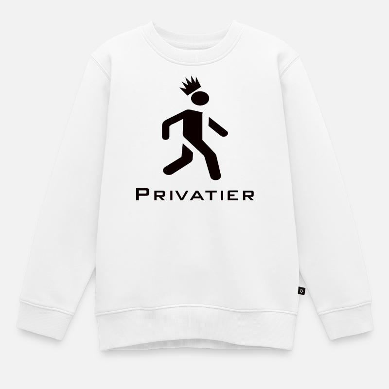 Privatier - Runner mit Krone Design schwarz - Kinder Premium Organic Sweatshirt - Weiß