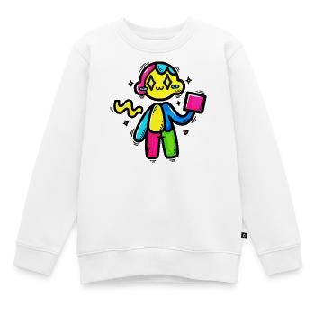 Bunter Doodle-Roboter mit Block - Kinder Premium Organic Sweatshirt - Weiß - Vorne - AI Model Kid Male (0cm)