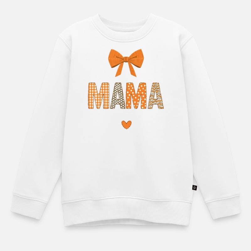 Maman Orange Motifs Patchwork - Sweat Premium enfant bio - blanc
