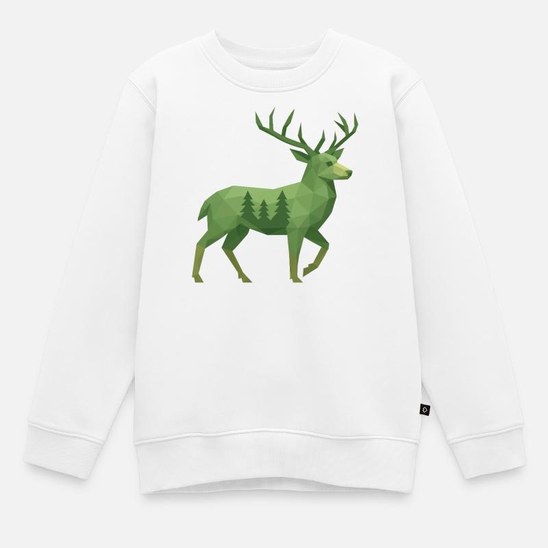 Geometrischer Hirsch - Kinder Premium Organic Sweatshirt - Weiß