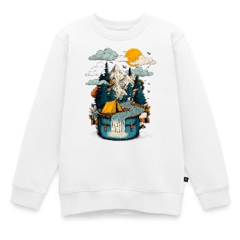 Bergsee Pfad - Camping Backpacker Motiv - Kinder Premium Organic Sweatshirt - Weiß - Vorne - AI Model Kid Male (0cm)