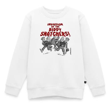 Invasion der Biddy Snatchers - Kinder Premium Organic Sweatshirt - Weiß - Vorne - AI Model Kid Male (0cm)