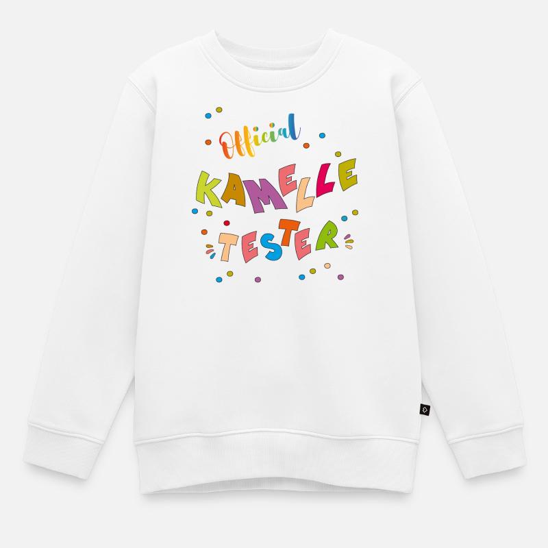  Kamelle Tester - Kinder Premium Organic Sweatshirt - Weiß