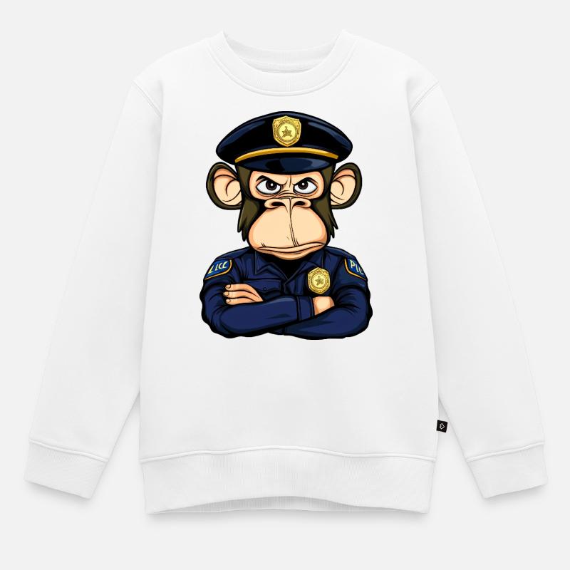 Polizei Affe - Kinder Premium Organic Sweatshirt - Weiß
