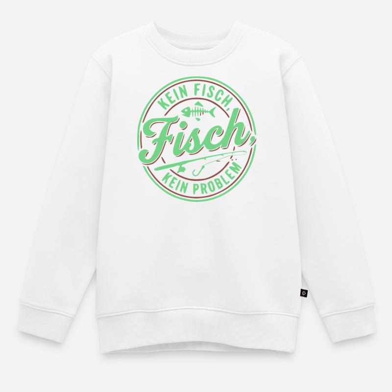 Pas de poisson, pas de problème, t-shirt de pêcheur, sweat à capuche - Sweat Premium enfant bio - blanc