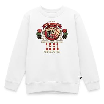 Poker T-Shirt 1991 Geburtstag, Poker Legende Shirt - Kinder Premium Organic Sweatshirt - Weiß - Vorne - AI Model Kid Male (0cm)