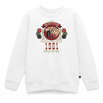 Poker T-Shirt 1981 Geburtstag, Poker Legende Shirt - Kinder Premium Organic Sweatshirt - Weiß - Vorne - AI Model Kid Male (0cm)